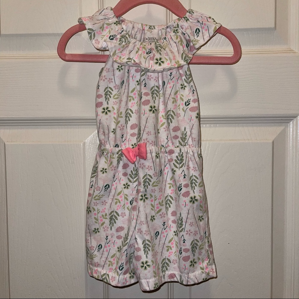 Kyle & Deena Baby Girl’s White & Pink Floral Bow Romper 12 Months